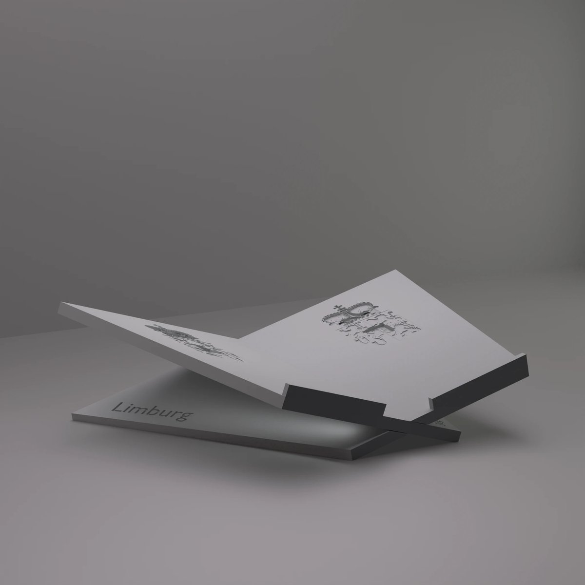 3d-gezellig Grote Boekenstandaard Limburg - Boekensteun - Boekenhouder - Book Holder - 46*31*12 cm - Grijs - 100% gerecycled PLA (bioplastic)