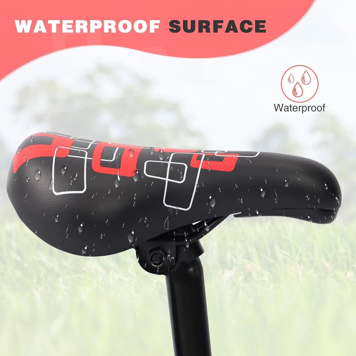 Klein Fietszadel - Zwart/Rood - 12-20 inch - Waterdicht en Antislip - Voor Kinderen