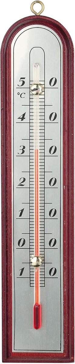 Thermometer - Houtkleur - 26,5 x 5 x 1,8 cm - Analoge Thermometer voor Binnen en Buiten