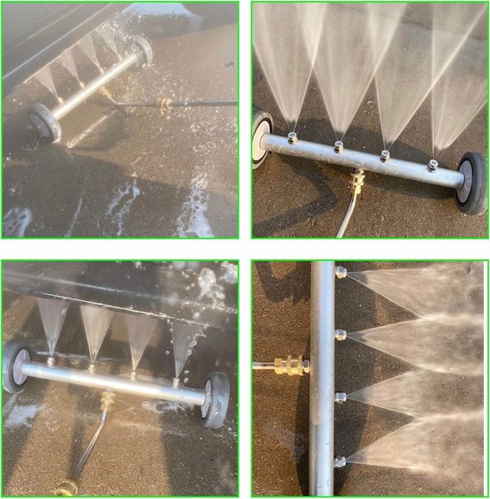 Onderstelreiniger - Hogedrukreiniger Opzetstuk - Oppervlaktereiniger - Terras Oprit Reinigen - 1500-4000 PSI - 4 Sproeiers - Verlengde Stangen - Waterbezem voor Hogedrukreiniger - Voor Auto SUV Chassis en Terras — afbeelding 5