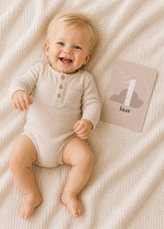 Bumpy Beige Mijlpaalkaarten - Natuurtinten - Stevig papier - A6 - More Morris — afbeelding 2