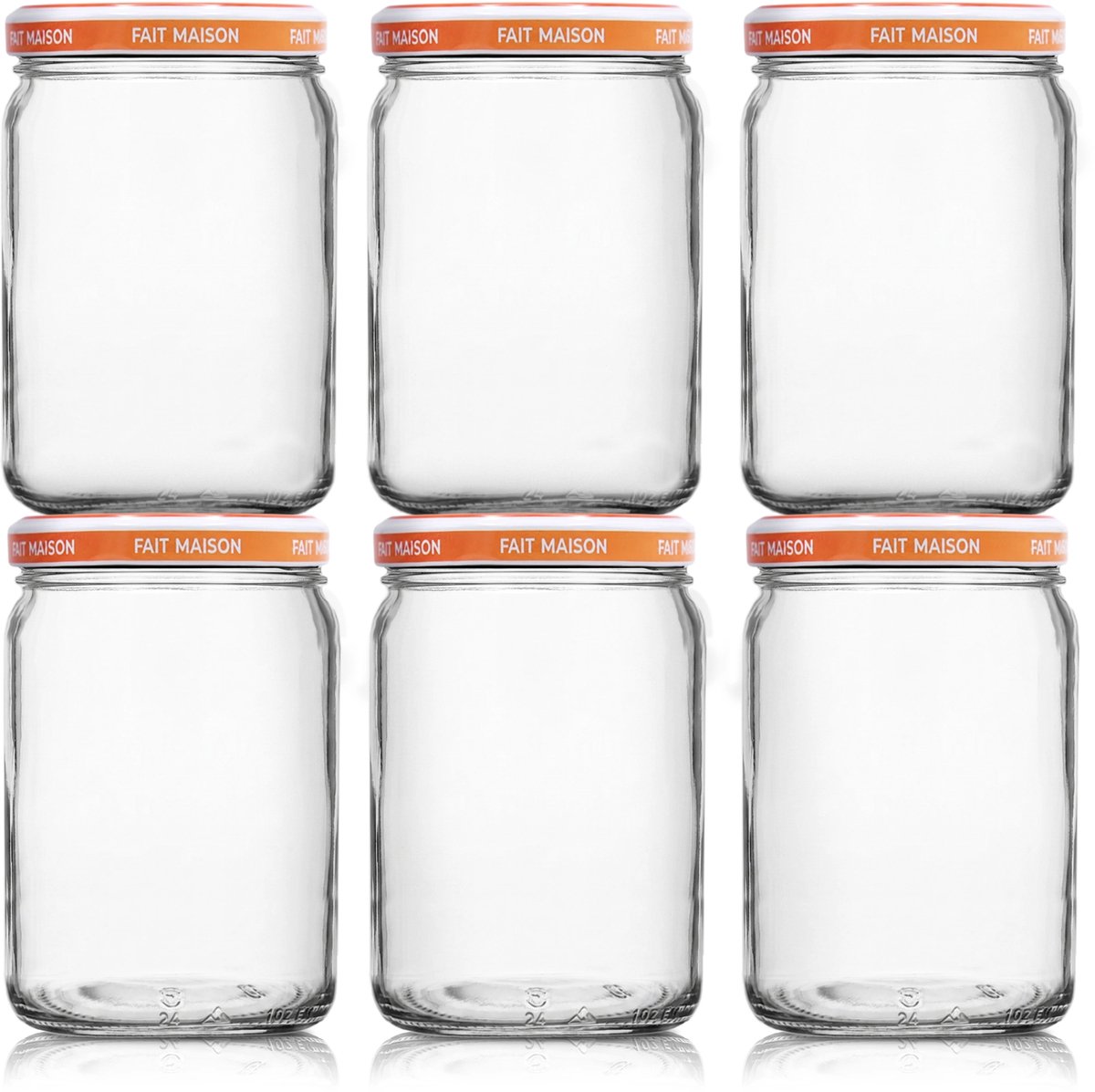 Le Pratique | Glazen Potten 6x0,5 Liter | Voordeelset van 6 Inmaakpotten van 500ml – steriliseerbare potten met draaideksel Ø82mm – Made in France