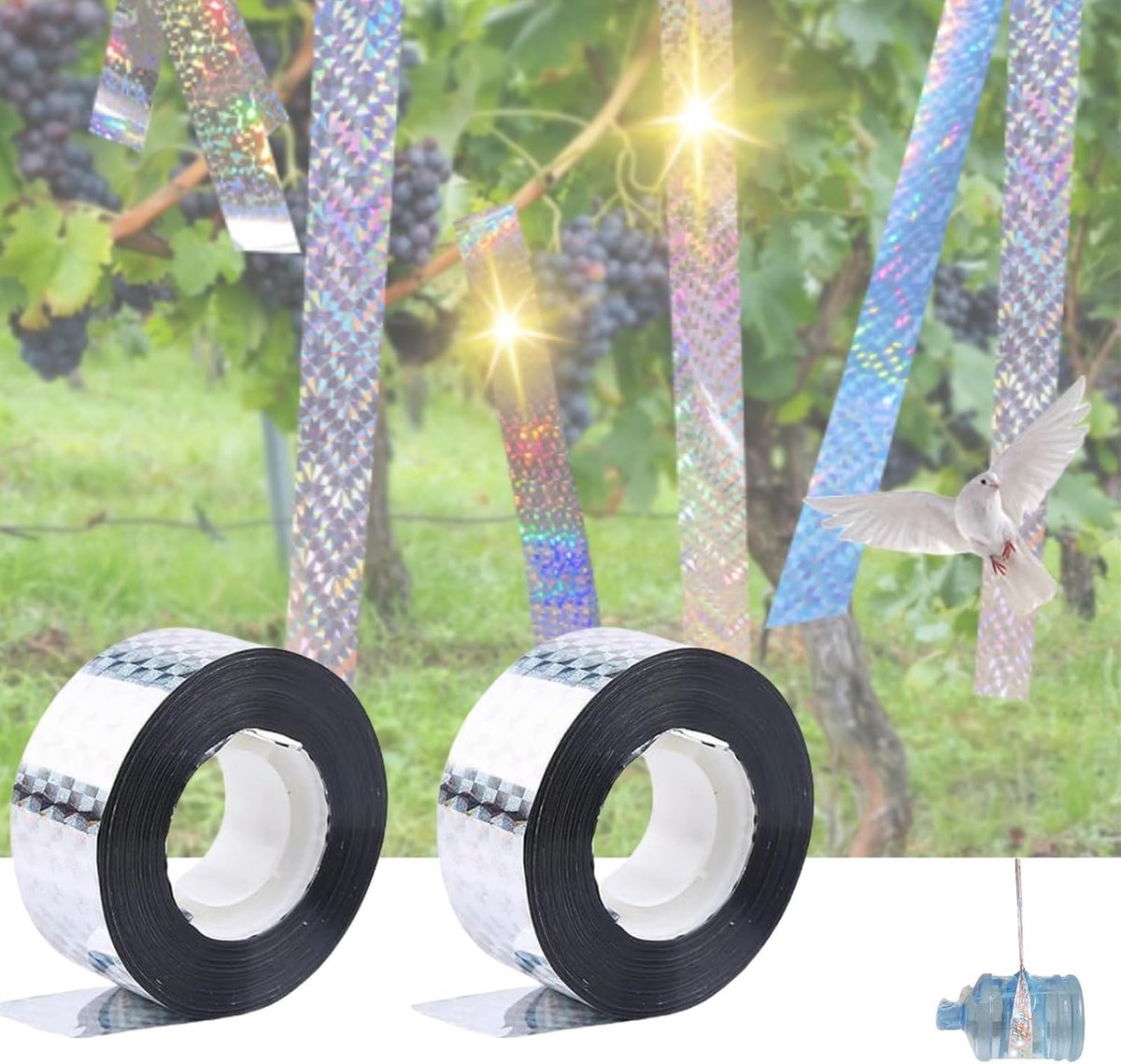 Reflecterende Vogelafweerband - Zilver - 2,4 cm x 50 m - Duurzaam Plakband met Hoge Reflectie - Voor Bescherming van Tuin en Landbouw