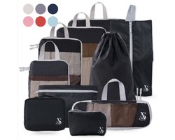 ANNSTÉ® - Compressie Packing Cubes - Packing Cubes Compression - Reiszakken voor Koffer - Packing Cubes met Compressierits - Bagage Organizer - Compression Cube - Koffer Organizer Set - Bag Organizer - Reistassen - Reis Organizer - 10 Stuks - Zwart