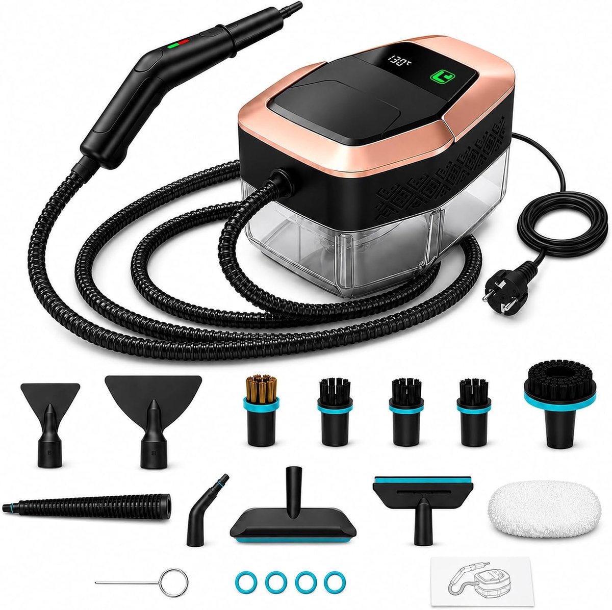 Handstoomreiniger - Wit - 2500 W - Met 1,8 L Tank en 3 Stoomstanden - Voor Huishoudens en Auto