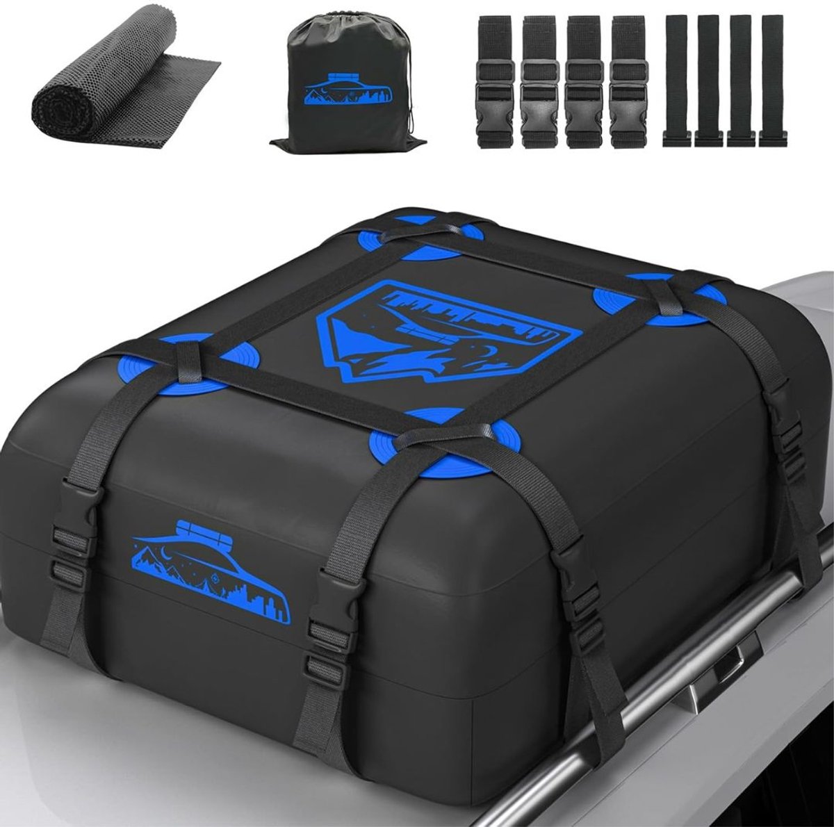 LNMsolutions® Dakkoffer - Dakkoffer met Dakdragers - Auto Dakkoffer - Blauw - 36cm x 28cm x 20cm