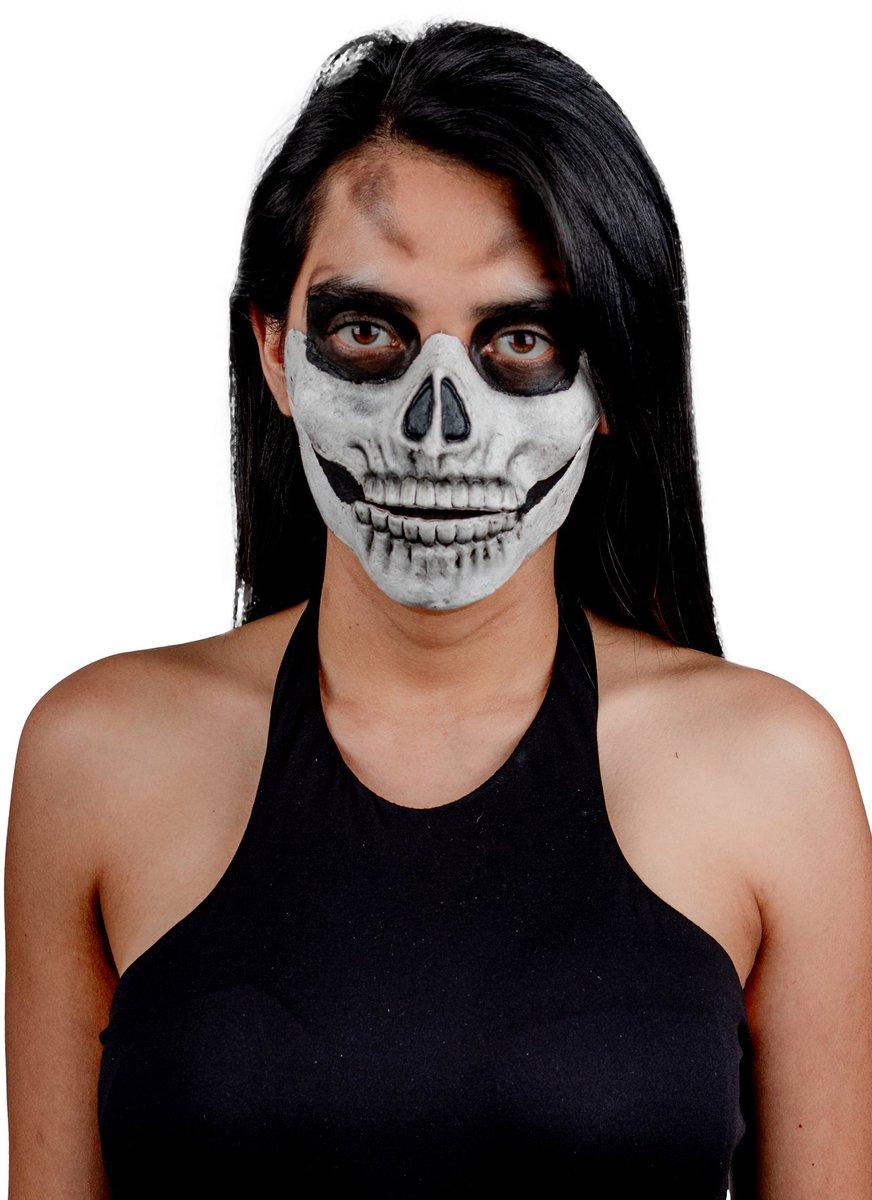 Schedel halfmasker om op te plakken wit