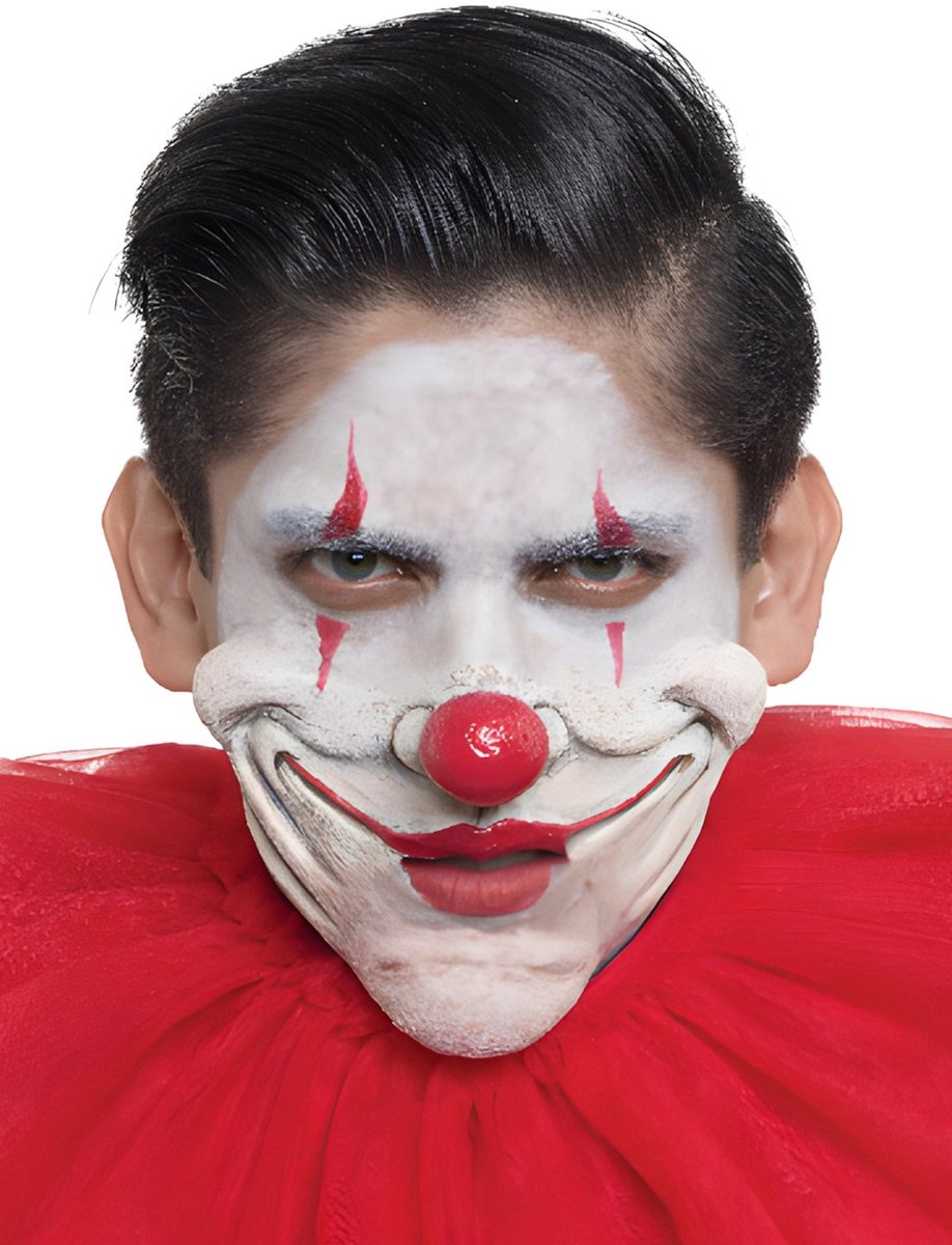 Grijnende clown halfmasker om op te plakken