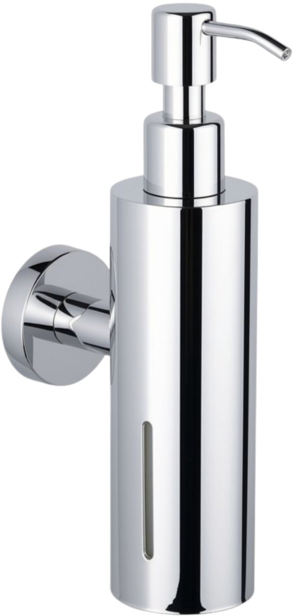 Zeepdispenser Chroom - 250ml - Zeeppompje - Zeeppomp - Wandmontage - Hangend - RVS - Glimmend