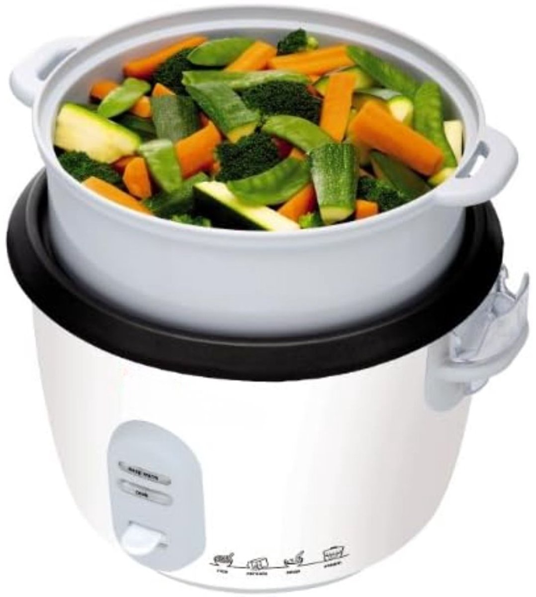 NIVA® Rijstkoker – Multifunctioneel Koken - Met Keramische Binnenpan – Wit - 30cm x 30cm x 31cm