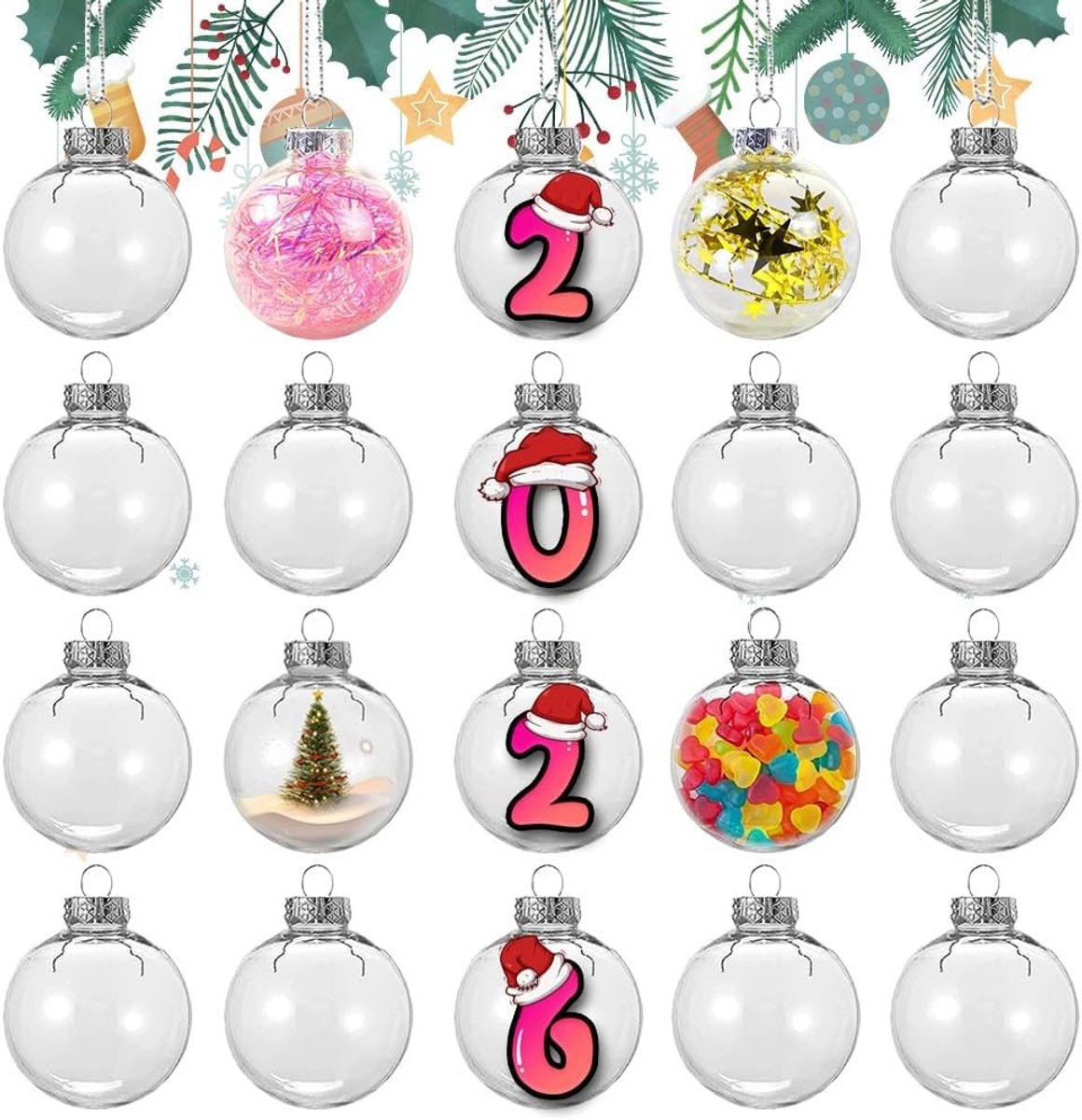 Vulbare Kerstballen - Doorzichtig - 6 cm - Kunststof - Voor Doe-Het-Zelf Decoraties