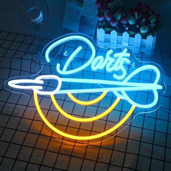 Neon bord darts bar led-bord - dartspel muurdecoratie voor speelkamer en kroeg — afbeelding 5