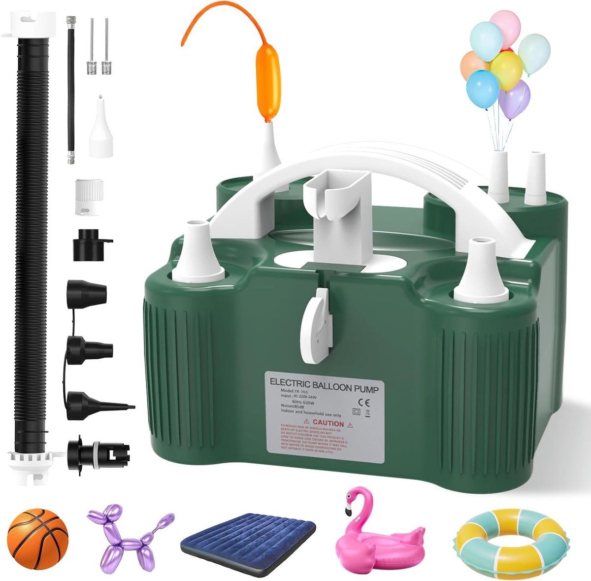 Elektrische Luchtpomp - Donkergroen - 220-240V - Multifunctionele Pomp voor Ballonnen en Sportballen