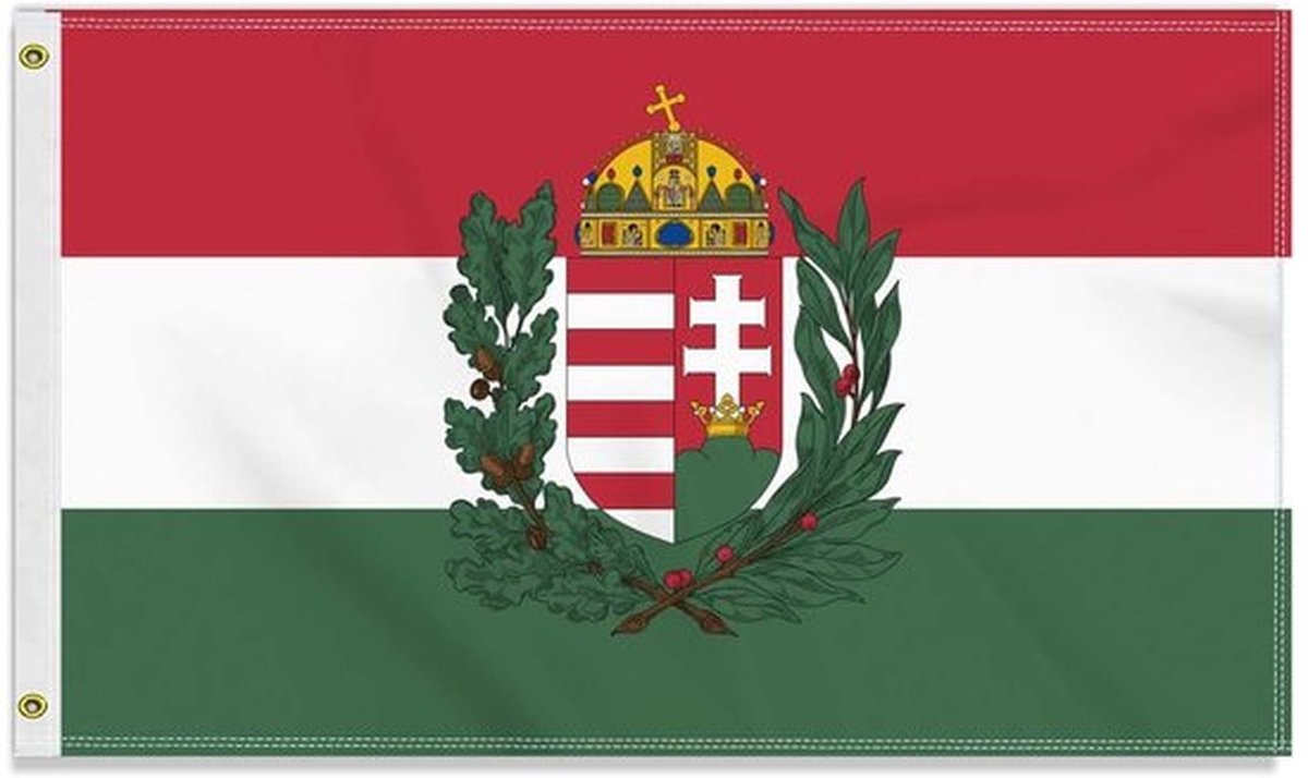 Grote 90×150cm oude Hongarije vlag - grote 150D Hongaarse vriendschapsbanner - Duitse vlag dubbele zijde zijdenprint decor met messing ogen grote oude Hongarije