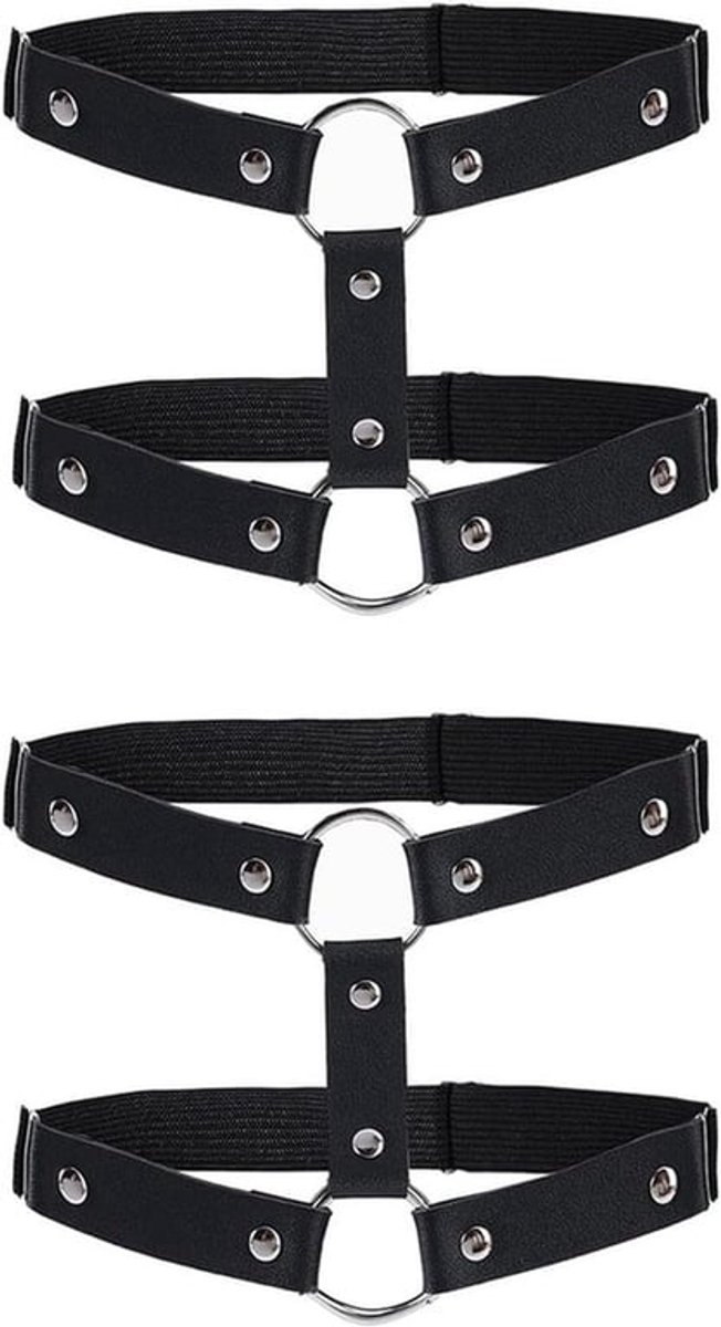 Leren Garter - 2 Stukken - Dijen Ringen - Punk - Verstelbare Garter - Zwart - Cosplay Party - Garter voor Feest - Cosplay Accessoires - Halloween - Carnaval