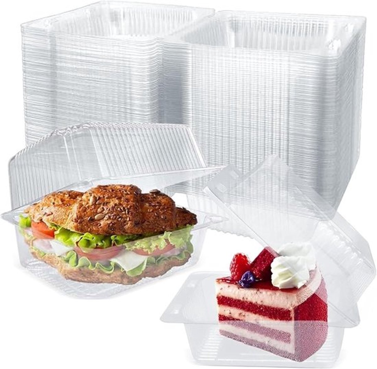 Individuele taartdozen - 100 stuks cupcakecontainers - enkelvoudig - dessertcontainers cheesecake-dozen - doorzichtige cupcakedoos voor taartporties - muffins - salade - kaas (vierkant)