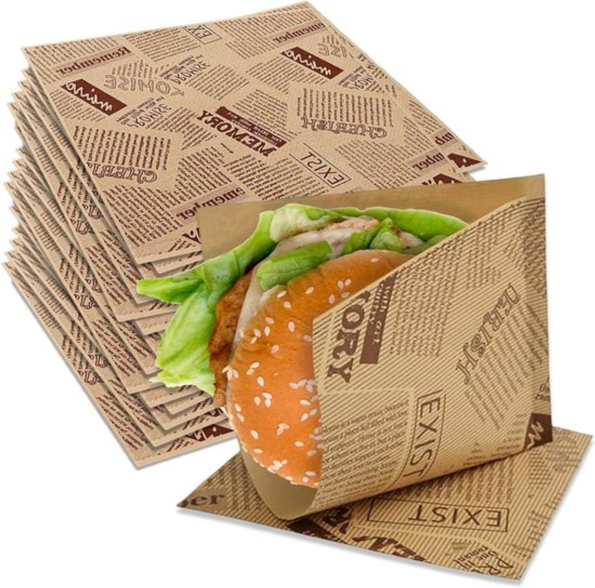 Voedselzakken 18 x 18 cm met oldnews opdruk - 50 stuks