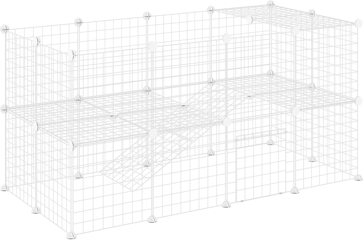 DIY speelgoedkist van gaas – inclusief 36 gaasplaten – geschikt voor chinchilla’s, egels en konijnen – voor binnen en buiten – wit