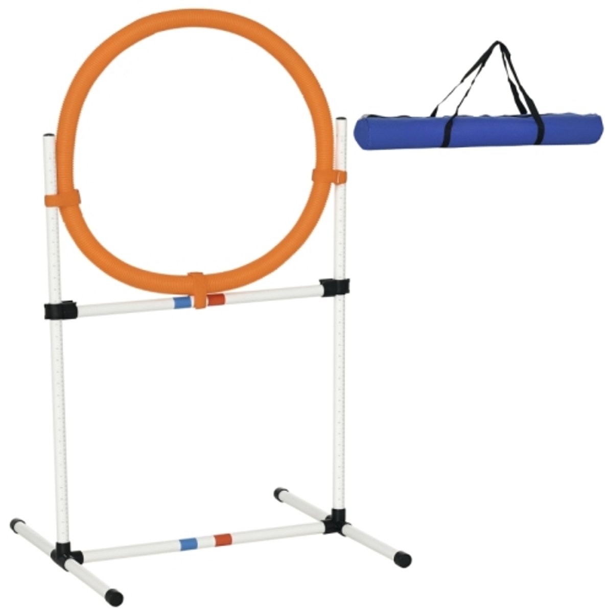 Hondentrainingsset Springring voor Huisdier Agility Training – Draagbare 2-in-1 Trainingshorde van PE Wit & Oranje 74,5 x 66 x 91 cm