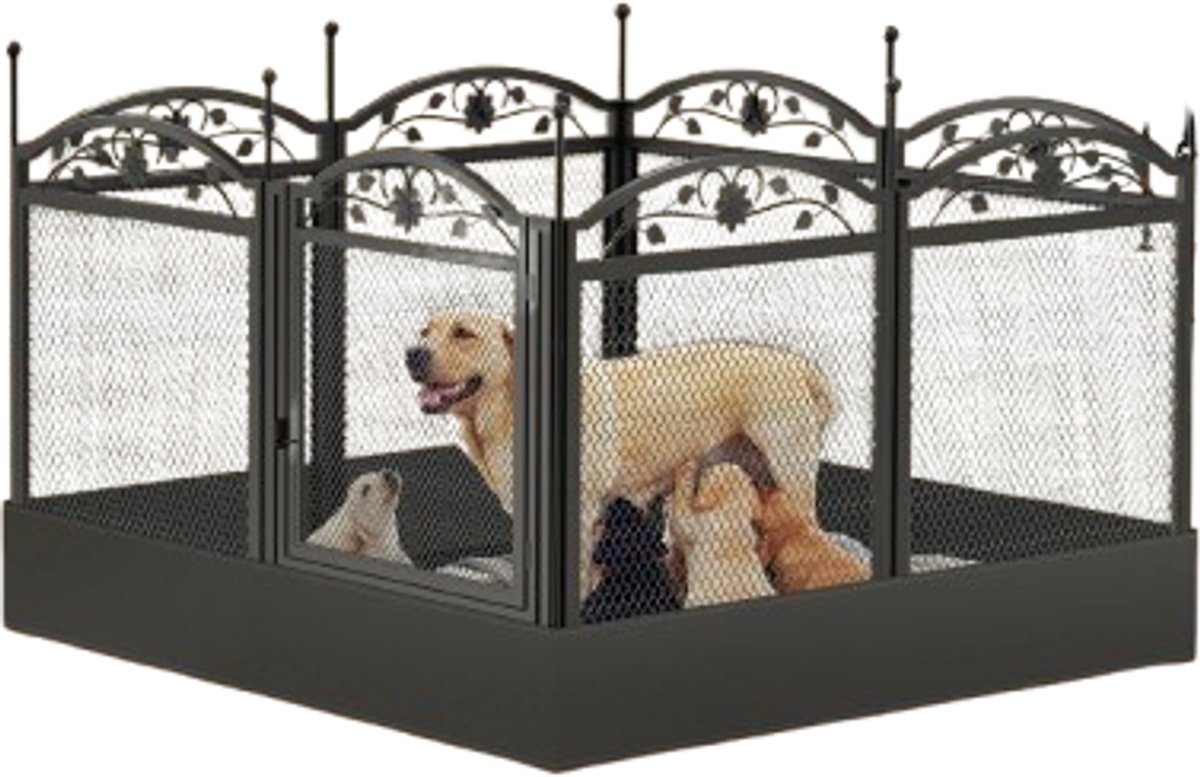 Velori Hondenren 8 Panelen - Hondenbox - Puppyren - Metalen Hondenhek - Dierenren - Opvouwbare Hondenpen - 126 x 126 x 88 cm