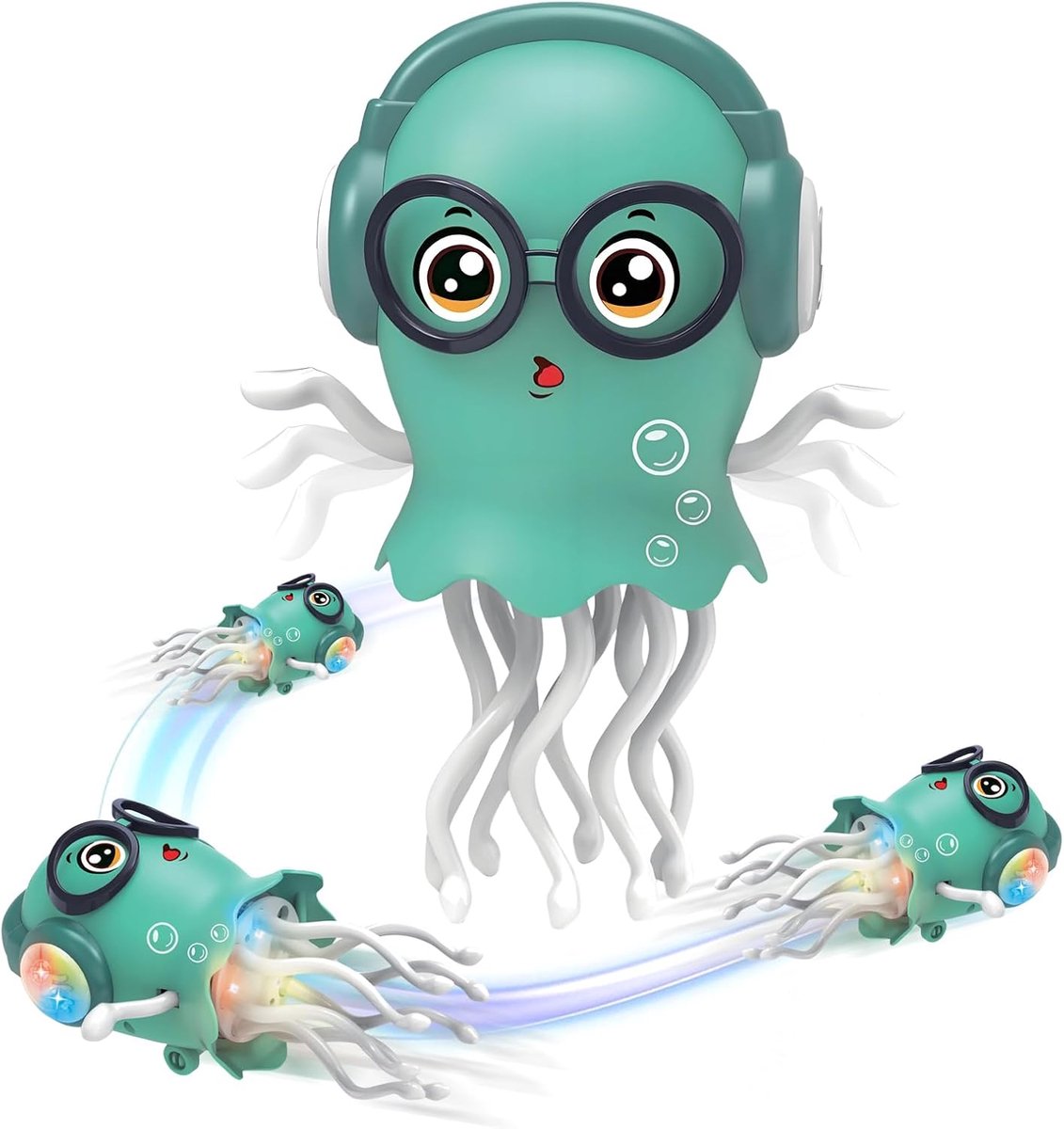 Groene Dansende Kwal Speelgoed - Interactief Wiggelend & Kruipend - Licht & Geluid Educatief Speelgoed voor Kinderen 3-6 Jaar