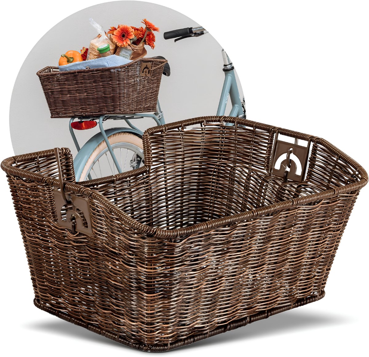 Lìon® Fietskrat - Pack 'n Pedal - Fietsmand - Bruin - 42cm x 30cm x 20cm