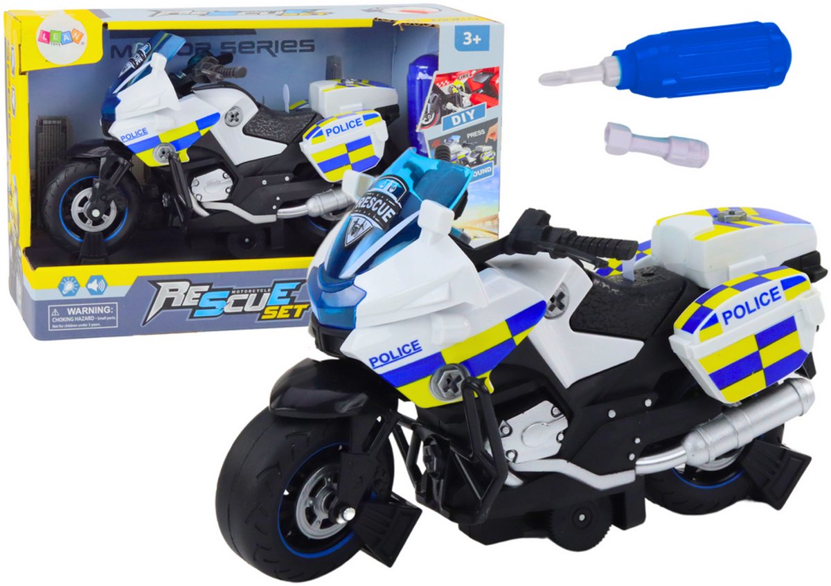 Politie die motorfiets DIY-lichten inschakelt, klinkt wit - UNI