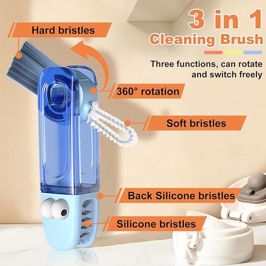 3-in-1 schoonmaak borstel - Gap Cleaner Borstels - Multifunctionele reinigingsborstel - draagbare - schoonmaak gereedschap - Geschikt voor het reinigen van verschillende spleten, zoals spleten in bekerdeksels - 6 stuks — afbeelding 3