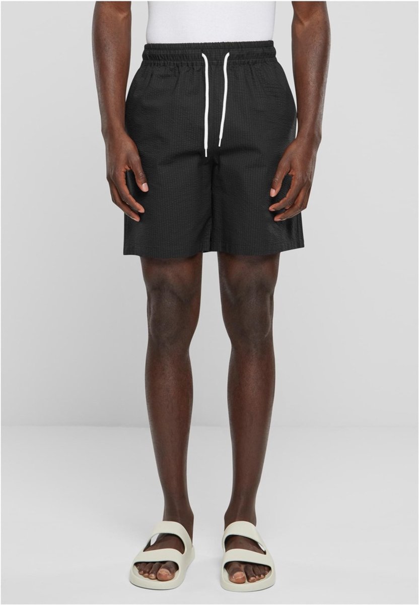 Urban Classics Basic Seersucker Korte broek M Zwart