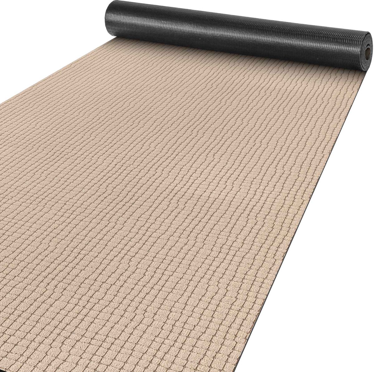 ANRO Tapijtloper Wilson Beige 140x67cm – Velours Gangloper Antislip Keukenloper Hal Op Maat