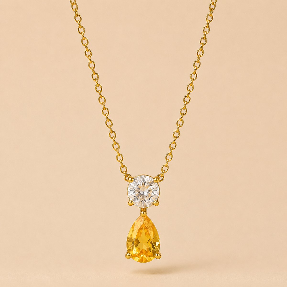 Maevi® Ketting met Geboortesteen - Maand: November - Kleur: Goud - Birth Stone - Geboorte Cadeau / Kraamcadeau - RVS / Stainless Steel / Roestvrijstaal - Geboorte Steen - Ketting / Necklace - Hoge Kwaliteit - Incl. Luxe Verpakking