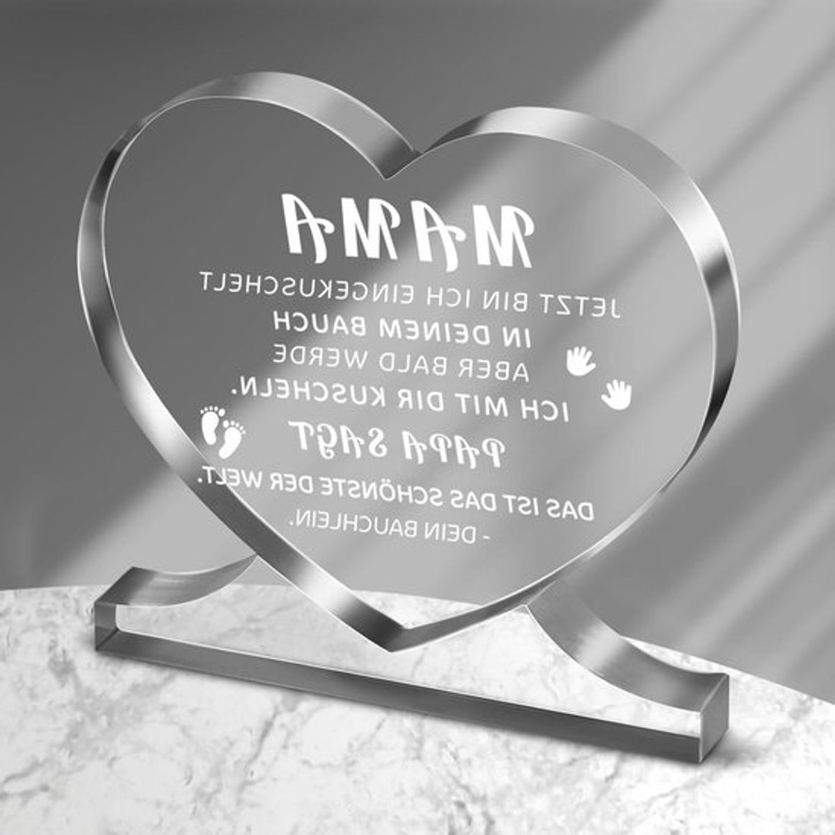 Hartvormig acrylbord voor zwangere vrouwen en aanstaande moeders, deskdecoratie, cadeau-ideeën voor zwangere collega’s en babyshowers, uniek en persoonlijk geschenk