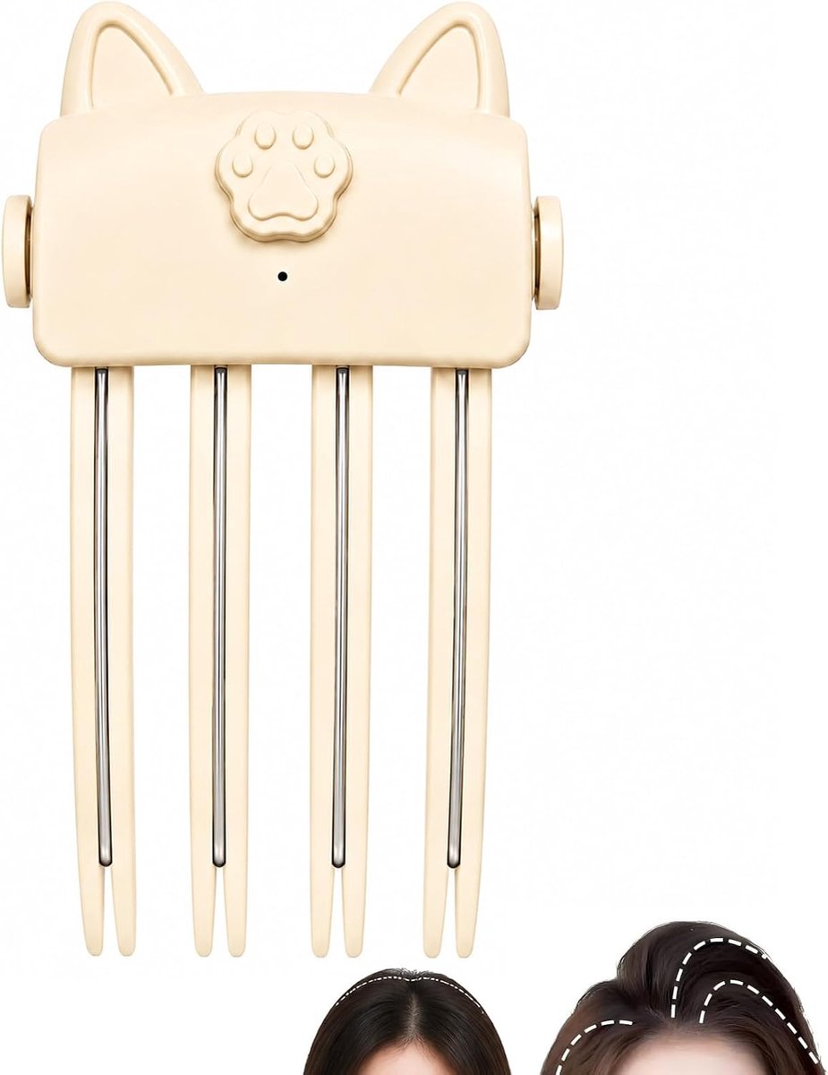 Draadloze Verwarmde Volume Haarclip - 2 Warmtestanden - USB Oplaadbaar - Creëer Salonwaardig Volume bij de Haaraanzet - Speciaal voor Fijn, Plat Haar - Perfect voor Reizen - Compact & Draagbaar - Eenvoudig Dagelijks Gebruik - Snel Resultaat - Beige