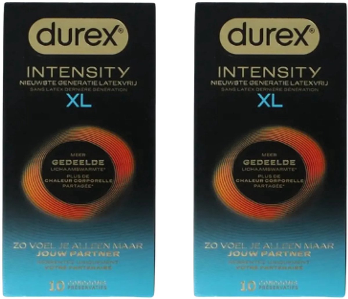Durex Intensity Condooms XL - Nieuwste generatie ultradunne, latexvrije condooms voor mannen – Gedeelde lichaamswarmte - 2 x 10 stuks - Voordeelverpakking