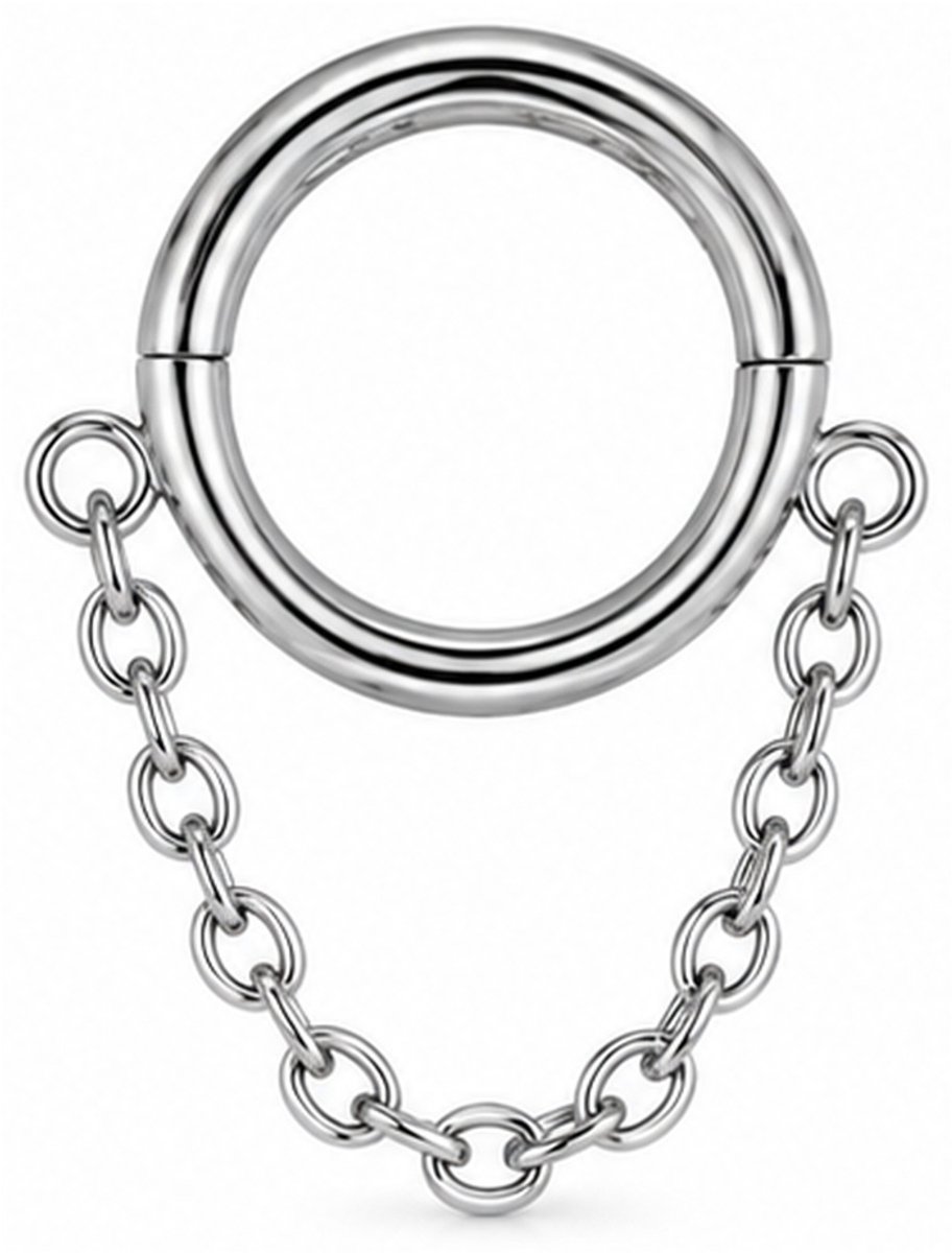 LGT JWLS - Segmentring Piercing - Zilver edelstaal - Enkele ketting