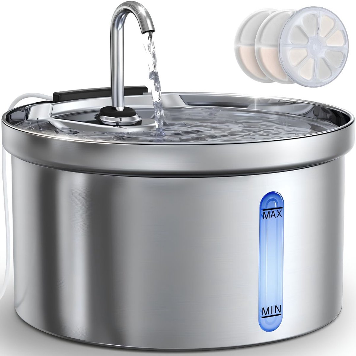 NIVA® Drinkfontijn - Waterfontein - Drinkfontijn Katten - Zilver - 22cm x 22cm x 35cm