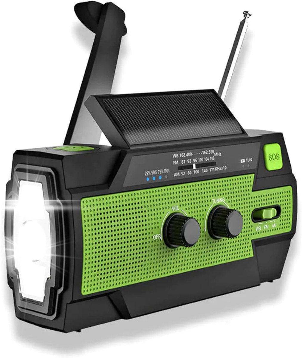KIRA® Opwindbare Radio - Opwindbare Zaklamp - Zaklamp Opwindbaar - Groen - 6cm x 8cm x 6cm