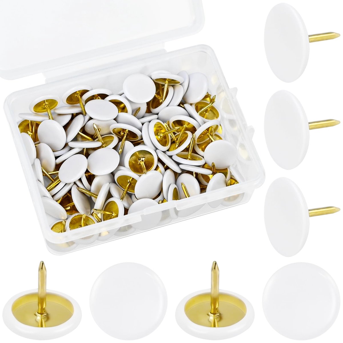 Reißnagelsset Wit, 200 Stuks met 10 x 10 mm Metaal en Kunststof