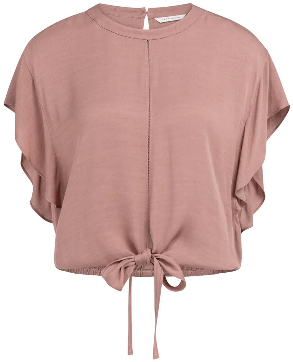 YAYA top met knoopdetail en elastische zoom kleur burlwood pink maat 34