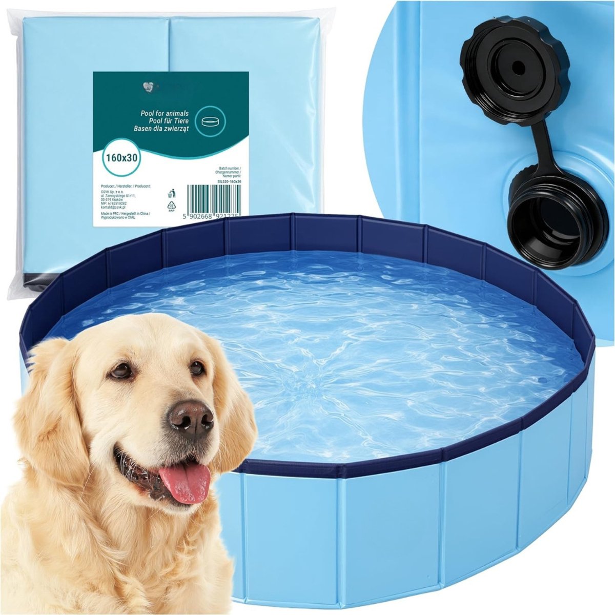 QORA® Hondenzwembad - Hondenzwembaden - Hondenzwembad Opvouwbaar - Blauw - 160cm x 30cm x 1cm