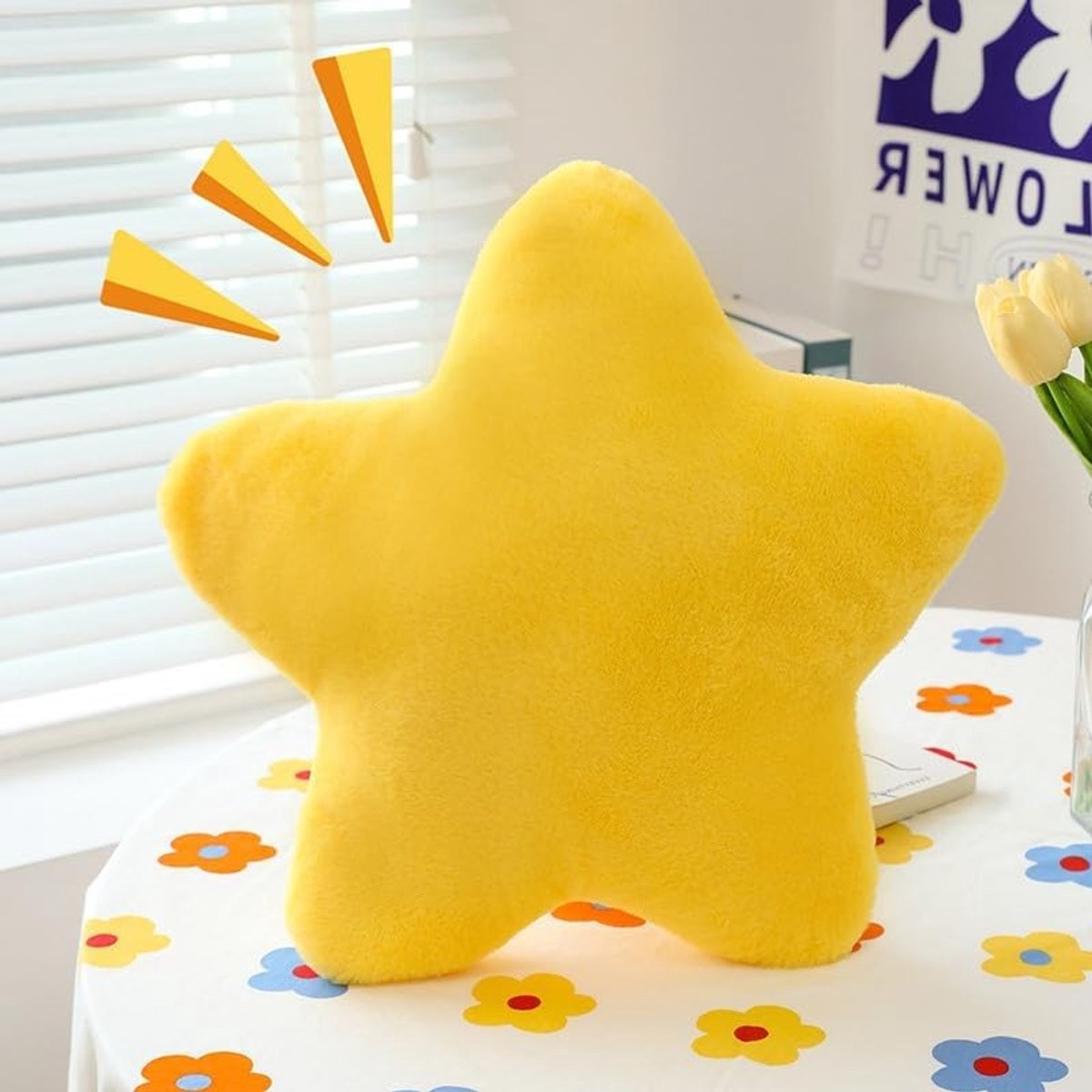 Zachte Stervormige Kussen voor Kinderen, Pluche Decoratief Kussen voor Slaapkamer en Speelkamer, Knuffel Kussen voor Sofa en Bed