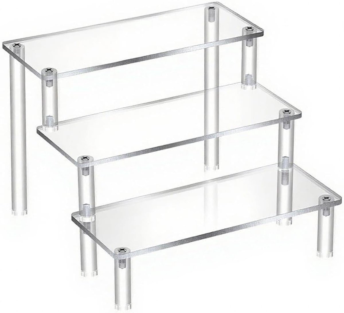 Acryl Display Stand voor Parfum, 20 x 8 cm, Drie Laags Transparante Plank met Schroeven, Ideaal voor Organisatie en Presentatie