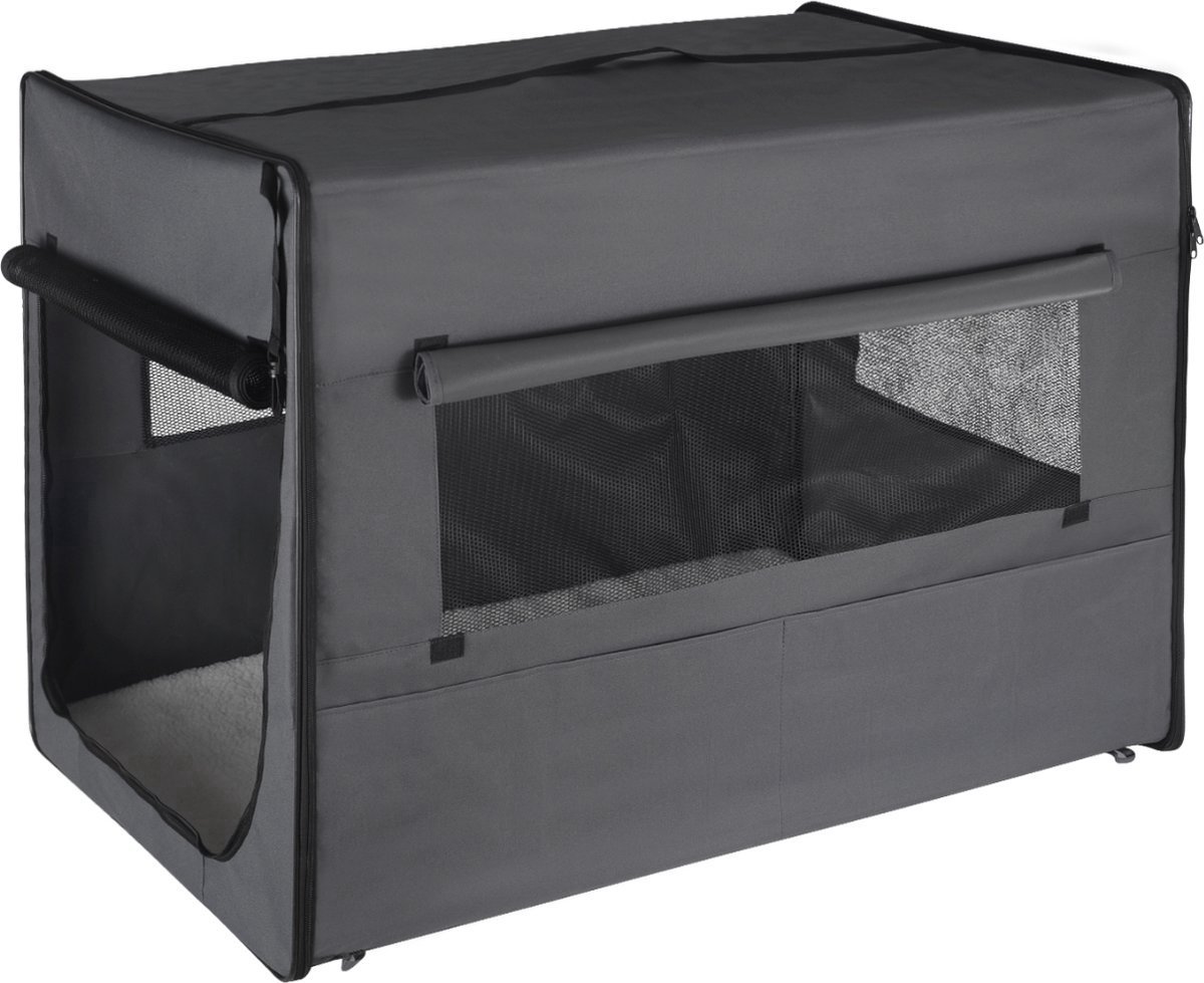 Hondenbench 103x71x79cm Grijs - Stof en Dierenbench auto - Voor Huisdieren, Binnen en Buiten