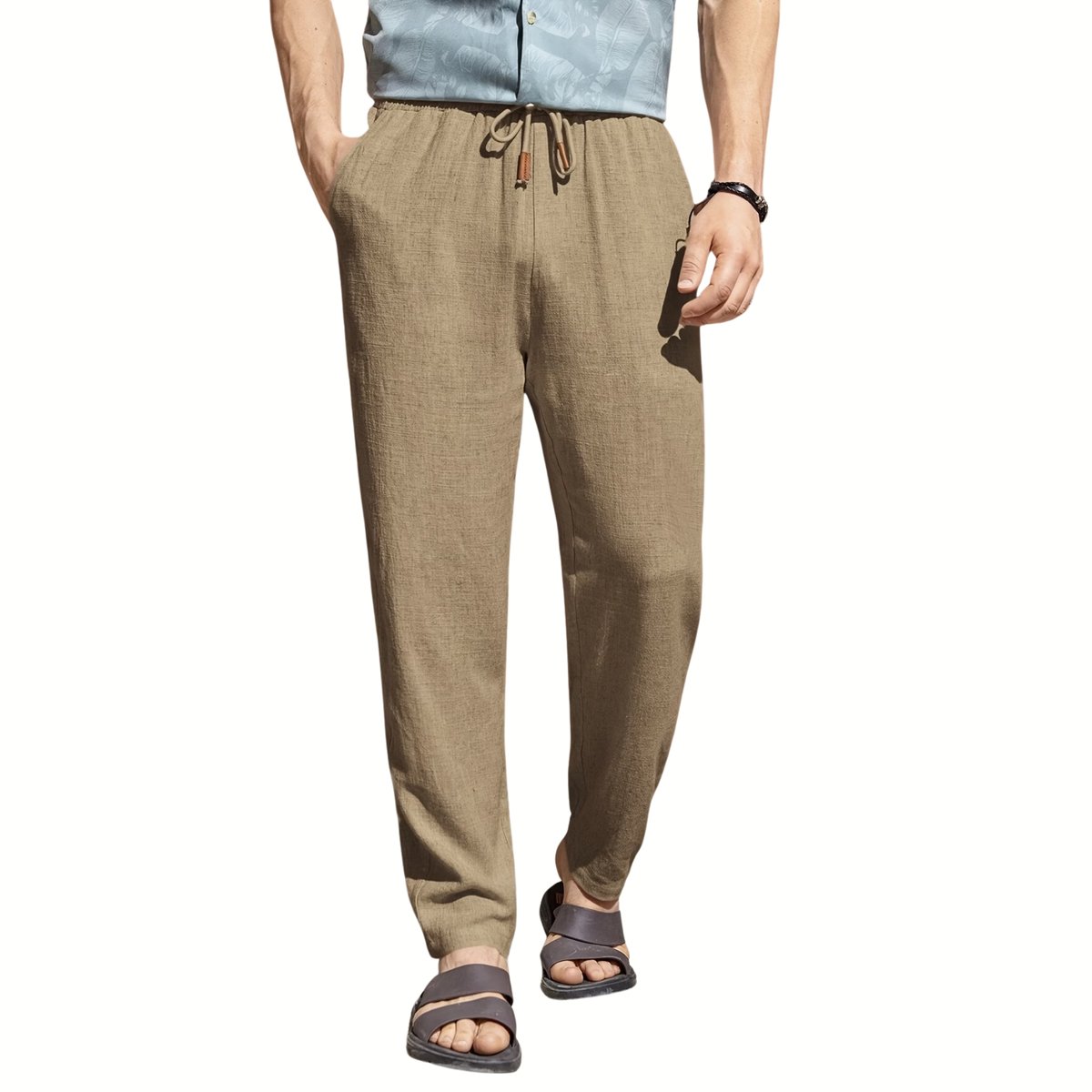 Currero Broek Heren Zomerbroek Volwassenen Lange Broek Pantalon Strandbroek Zomer Ibiza Stijl Linnen