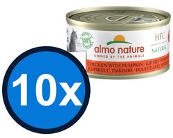 10x Almo Nature HFC - Kip & Pompoen - Kattenvoer Natvoer - 70g