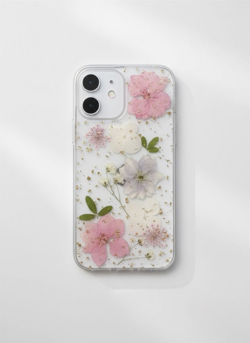 Vrolijk telefoonhoesje met echte droogbloemen - iPhone 17