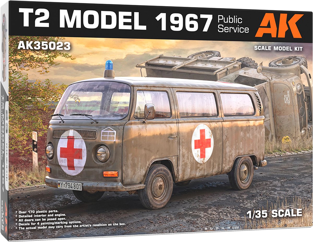 AK Interactive AK35023 Volkswagen T2 Public Service 1967 – 1:35 Modelbouwkit