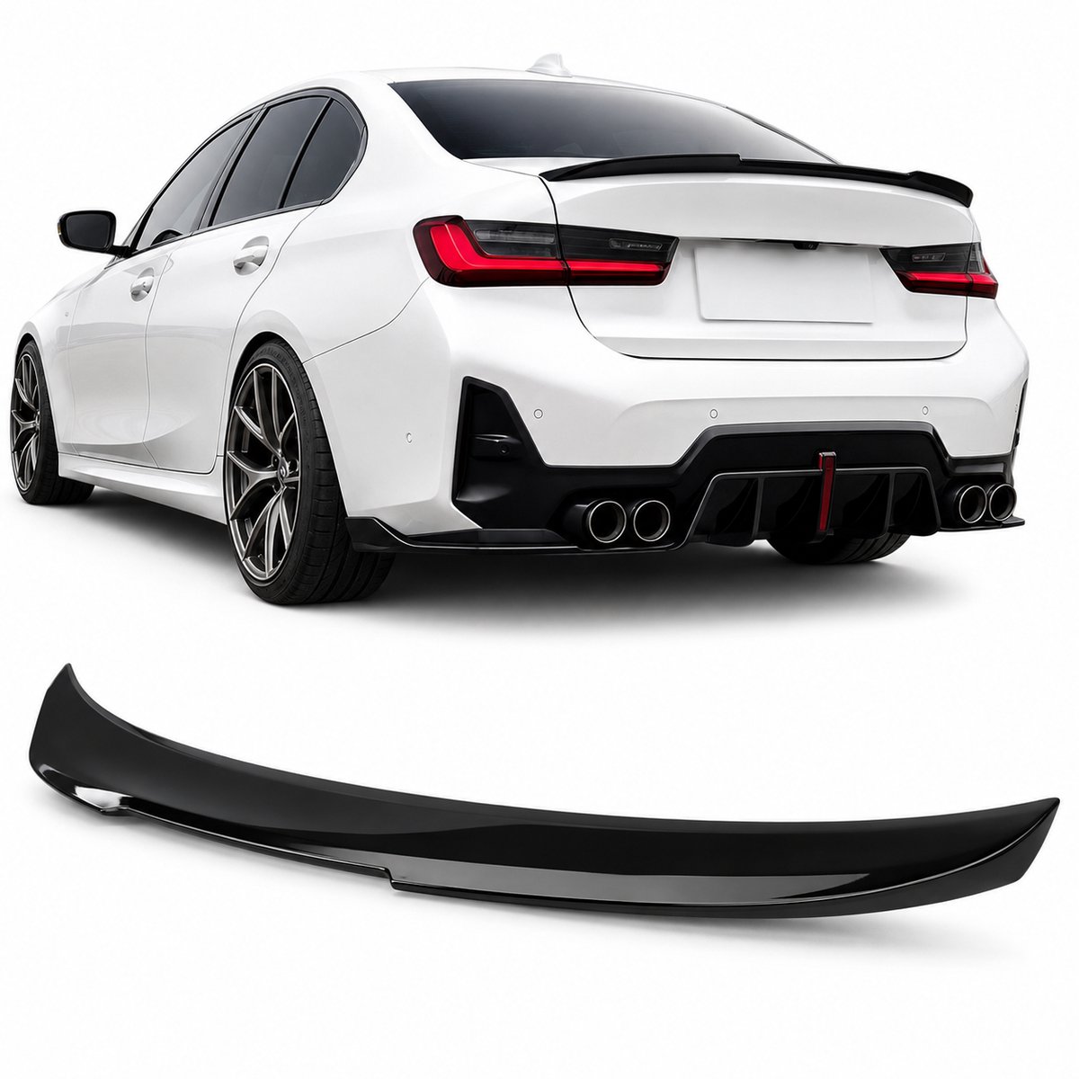 Kofferspoiler geschikt voor BMW 3 Serie G20 Sedan (2018+) - Glans Zwart