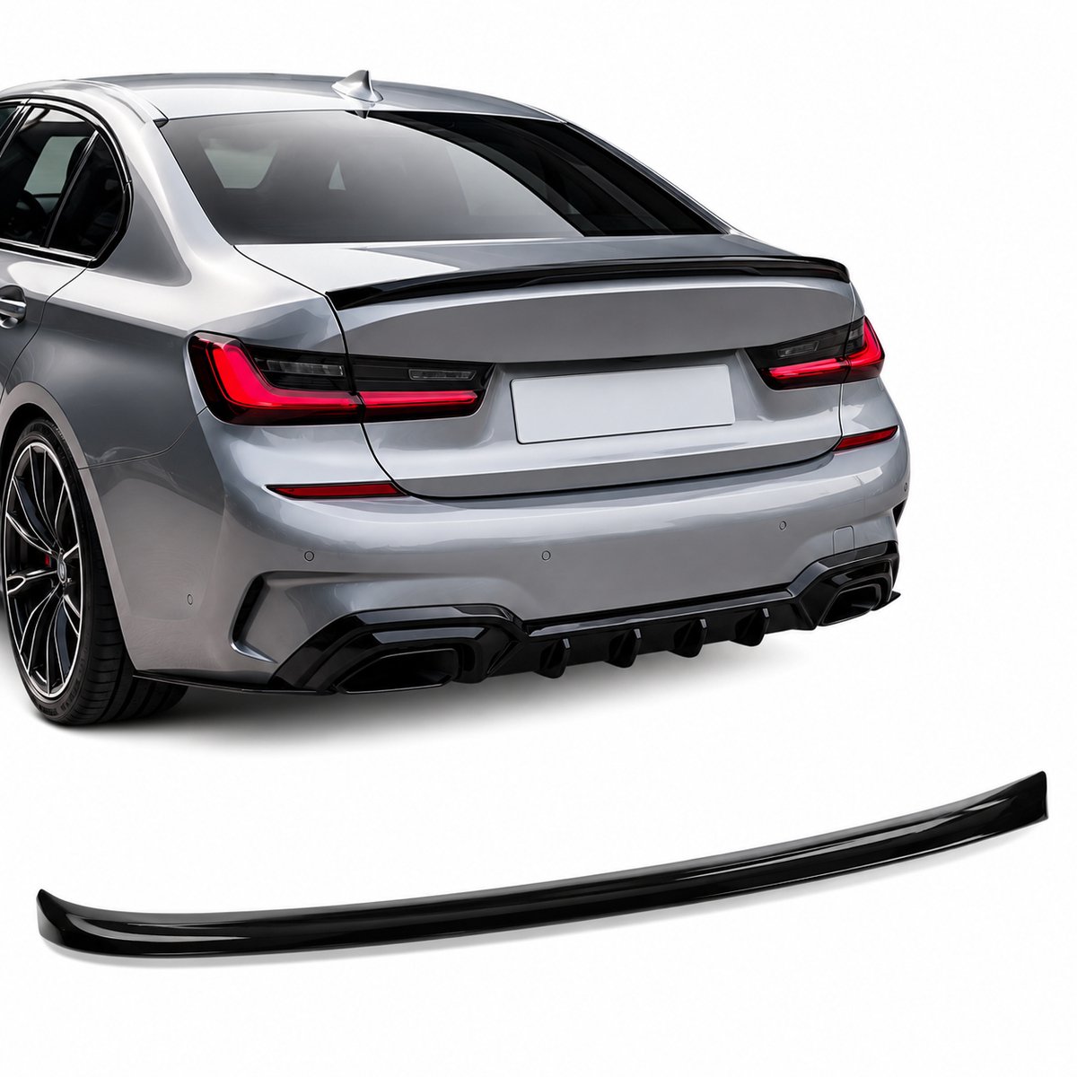 Kofferspoiler geschikt voor BMW 3 Serie G20 Sedan (2018+) - Glans Zwart - Inclusief PU Lijm