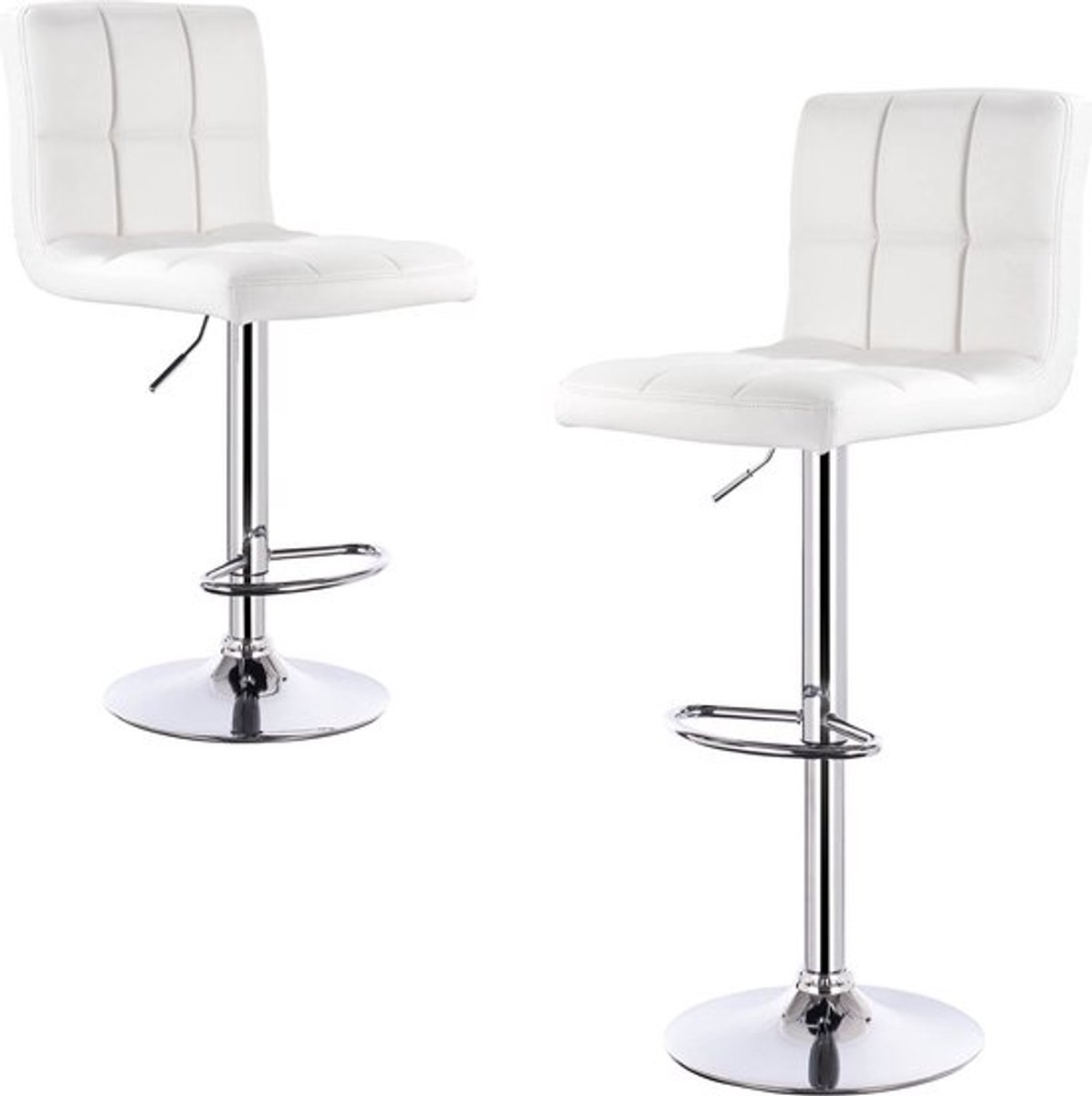 Barkrukken Set 82cm Wit - Met hoge rugleuning, Barstoelen ergonomisch en Zithoogte 60 - Voor Eetkamer, Keuken en Woonkamer